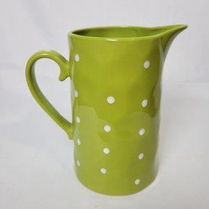 Maxwell & Williams Sprinkle Lime Green Pitcher with Handle Poka Dots 58oz-8"